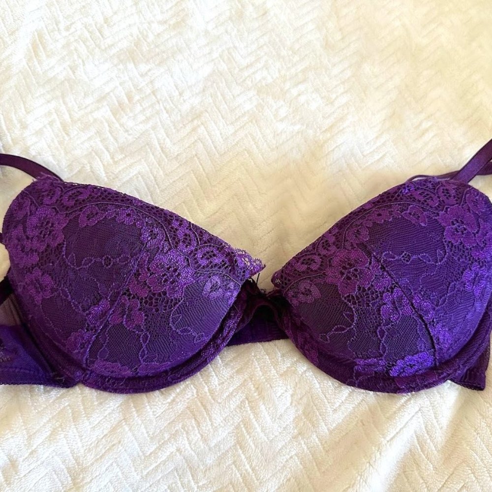 Purple Lace underwire pushup bra 34B